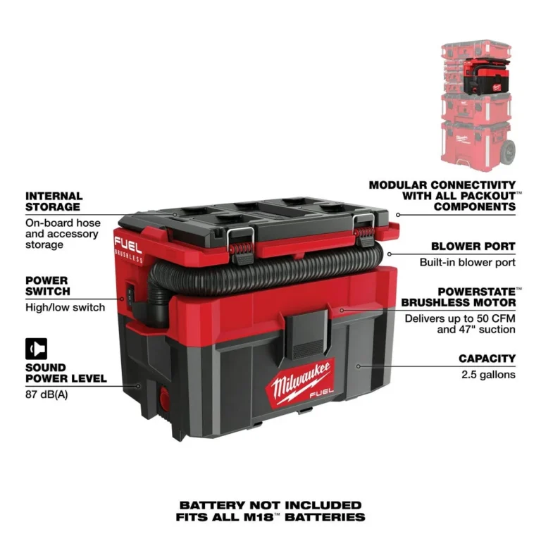 Milwaukee M18 FUEL PACKOUT 2.5 Gallon Wet/Dry HEPA Vacuum + PACKOUT Compact Tool Box