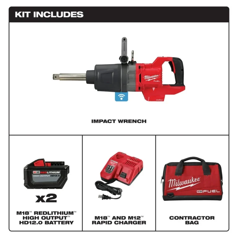 Milwaukee 2869-22HD M18 FUEL 1-Inch D-Handle Extended Anvil High Torque Impact Wrench with ONE-KEY 12.0Ah Kit