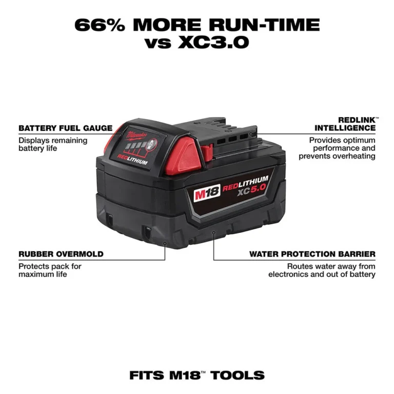 Milwaukee M18 Redlithium XC 5.0Ah Extended Capacity Battery, 4-Pack