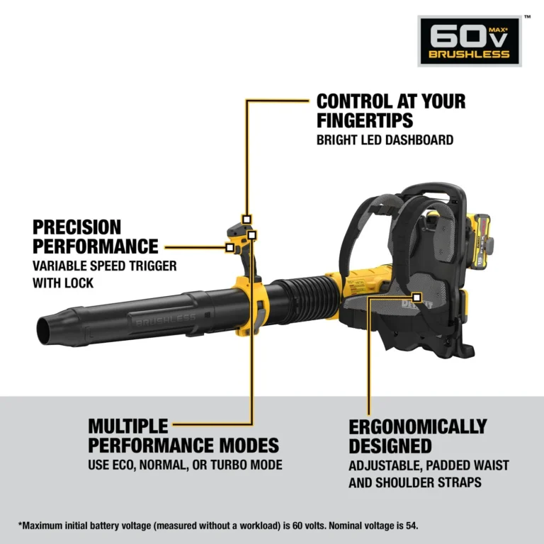 DeWALT DCBL570Z2 60V FlexVOLT 160-MPH 855-CFM Backpack Blower 15.0Ah Kit