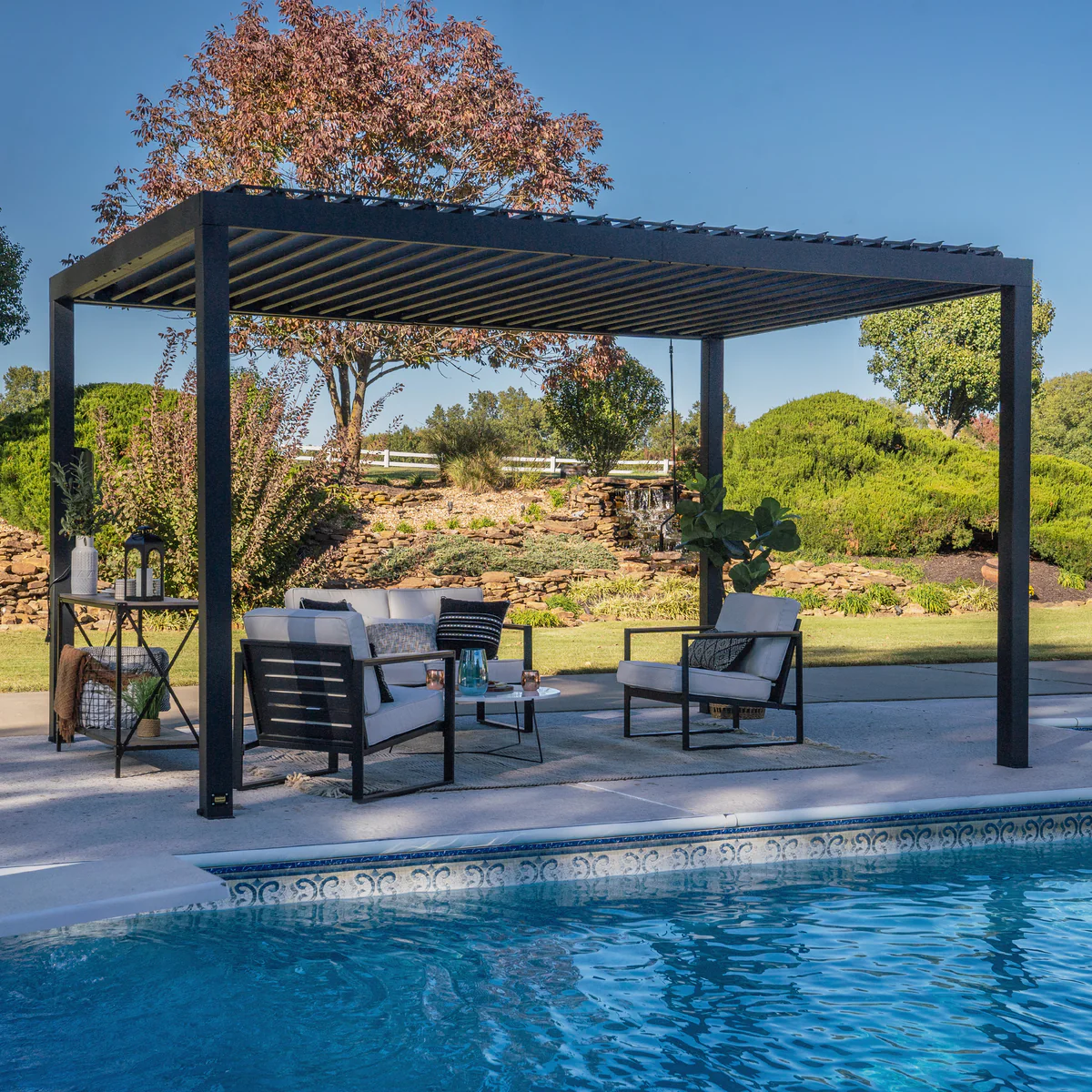 14×10 Sarasota Steel Louvered Pergola